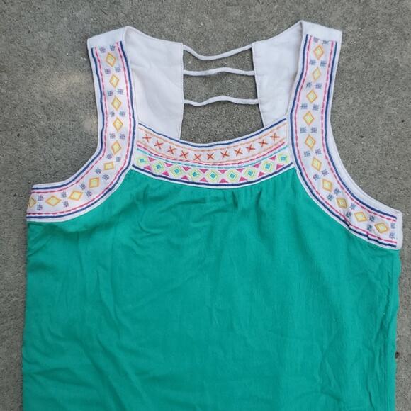 Flying Tomato embroidered cut out tunic dress green multicolor medium - Picture 2 of 4